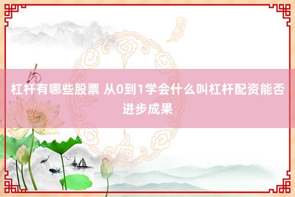 杠杆有哪些股票 从0到1学会什么叫杠杆配资能否进步成果